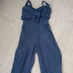 Oxford Navy Wide-Leg Strap Jumpsuit